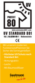 Etikette UVSchutz 60 UVStandard 801 Faustmann